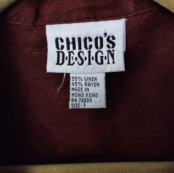 CHICO'S DESIGN RED CROPPED JACKET Linen Blend SIZE 1 M 8-10 - Picture 5 of 10